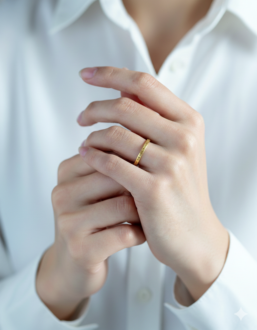 品番：NR0009YG　K18・1行タイプ・刻印極小